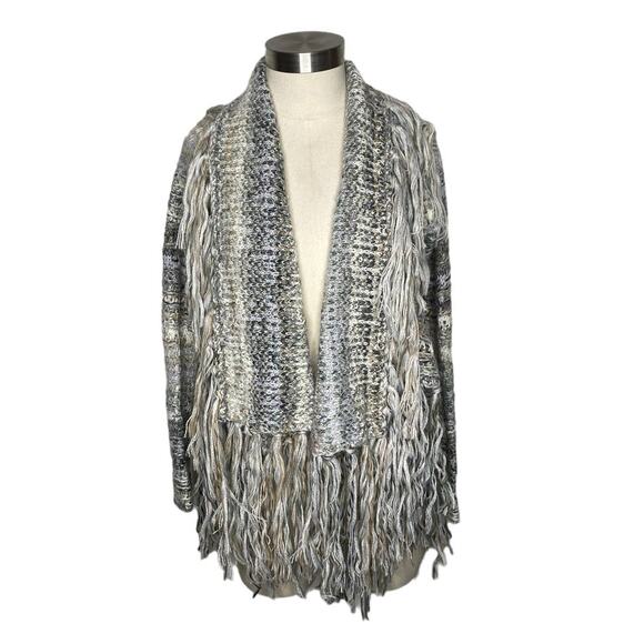 Free People Knit Fringe Chunky Cardigan Sweater Size Small Open Front Cardigan - Picture 3 of 11
